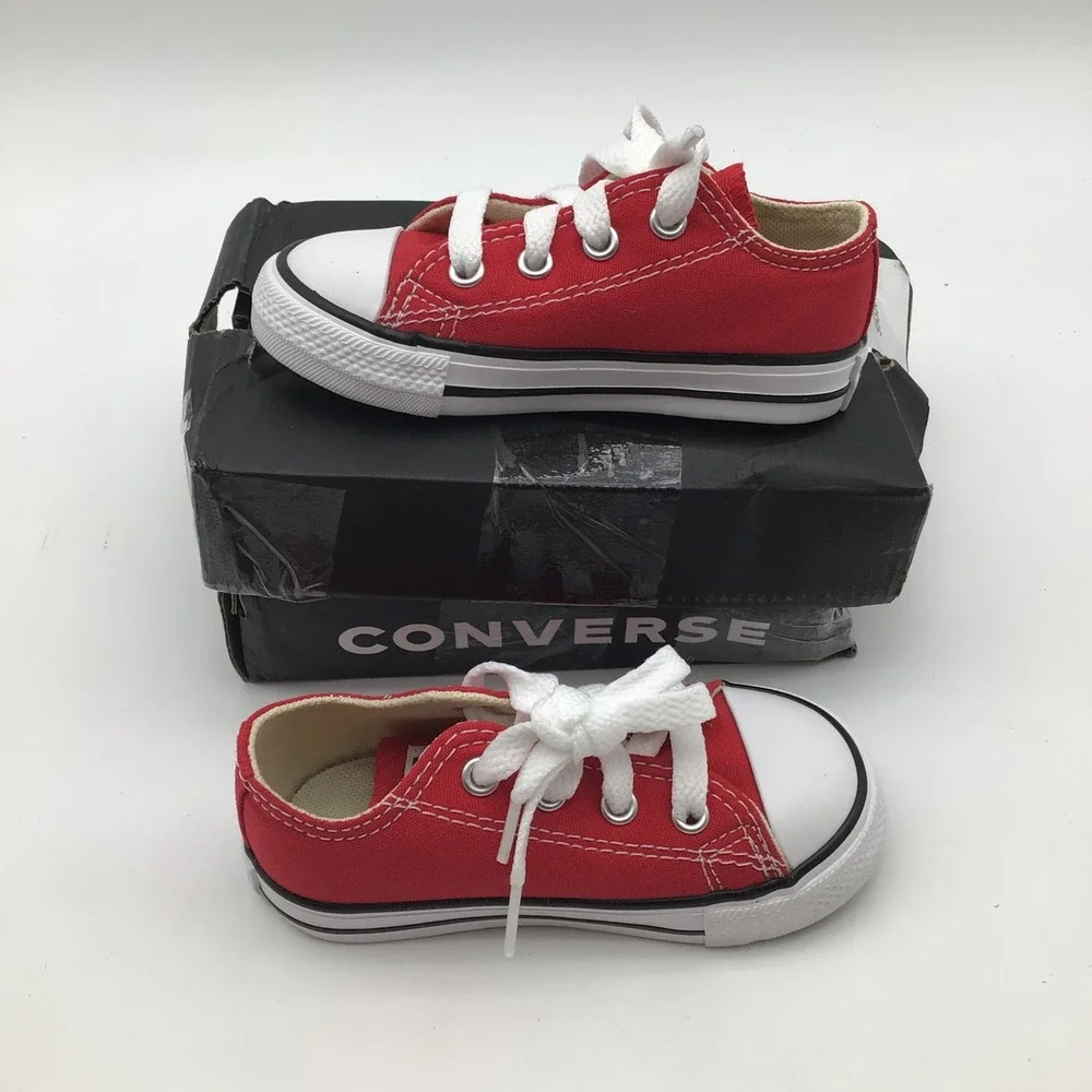 Converse CTAS Ox Infant Red Canvas Sneakers 7J236 Size 6 Toddler NEW